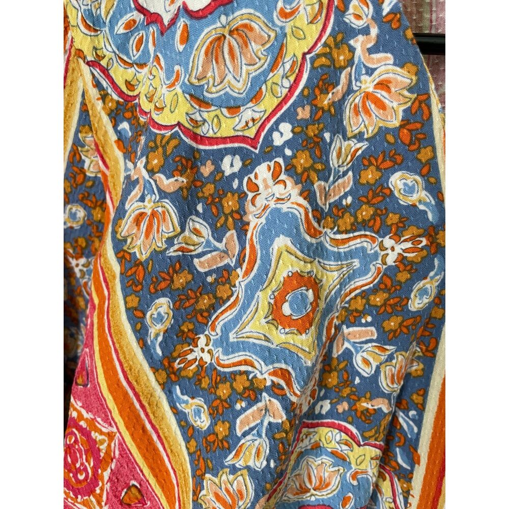 Rachel Zoe Paisley Patchwork Print Cropped Button Front Shirt Size S - Picture 4 of 4